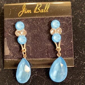 Jim Ball Blue Teardrop Dangle Earrings